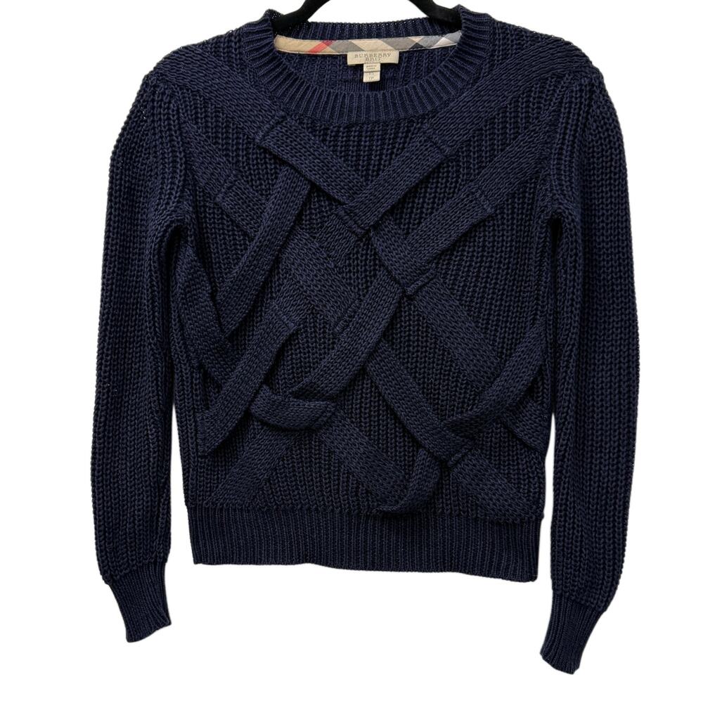 Burberry Navy Blue Cable Knit Sweater NWOT